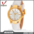 Hot selling fashion alloy case leather band gold watches for women